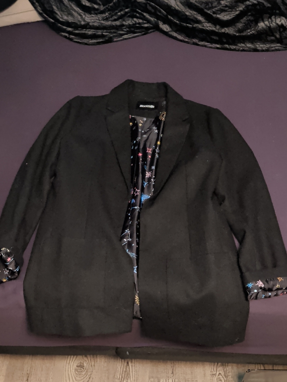 Black Milk Black Blazer with Cosmic Lining